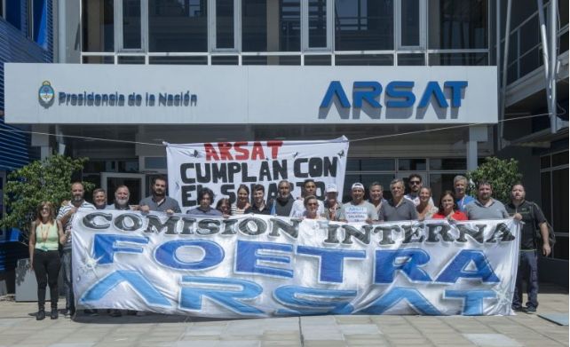 Marcha de FOETRA y CONSITEL en defensa de los derechos laborales en ARSAT.